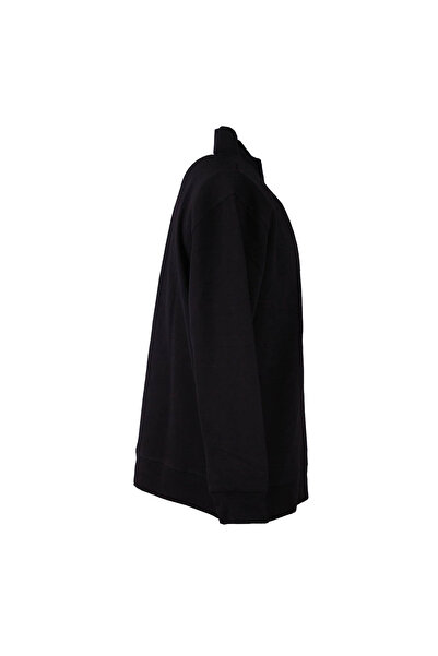 trender Diagonal Half Zipper 3 Thread Black Men's Sweatshirt 5470