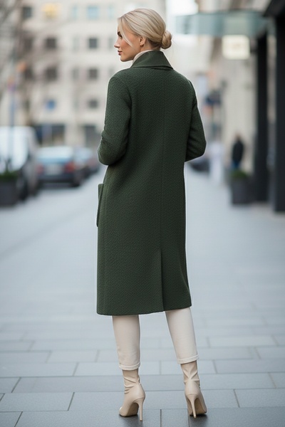 Chiccy Italian Khaki Shawl Collar Long Sleeve Pocketed Slim Mottled Casual Cashmere Ov Oversized Okuma Jacket 105 65