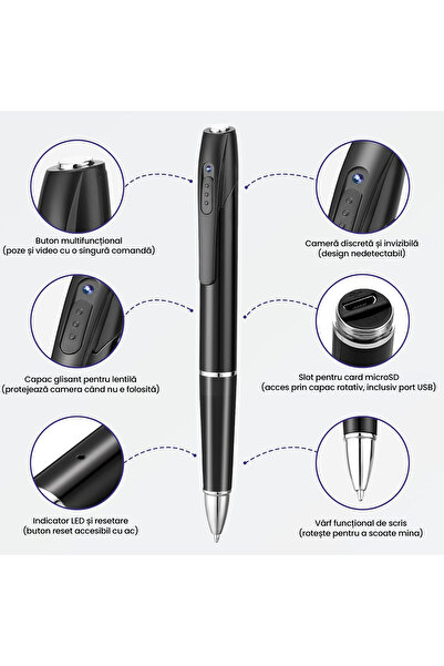 OEM Spy Pen Camera HD 1080P, 8GB Card, 150min Battery, Audio-Video Recording, USB, Black