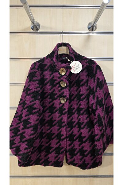 Park Moda Houndstooth Pattern Plush Coat