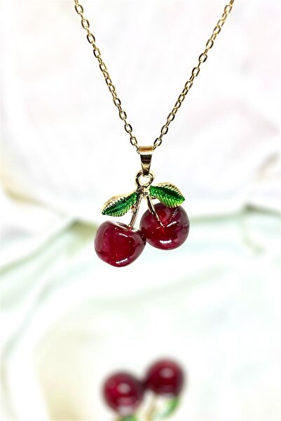 MatmazelLavinya قلادة من الفولاذ بأشكال الكرز المزدوجة