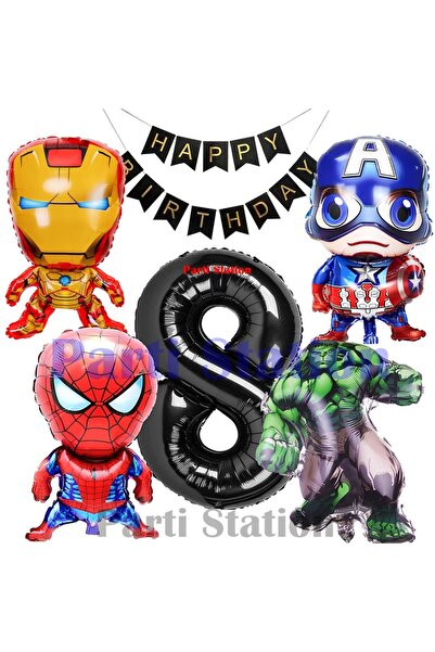 Parti Station Avengers Konsept 8 Yaş Balon Set Avengers Hulk Iron Man Kaptan ...
