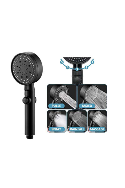 OEM 5-Function Shower Head – Adjustable Jet, High Pressure, STOP Button, Premium Model