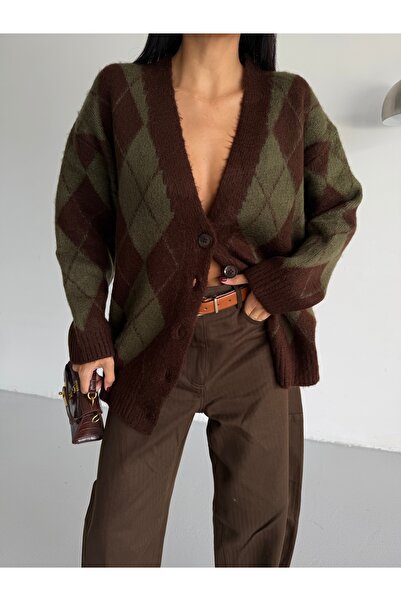 Lamierra Baklava Pattern Soft Women's Knitwear Cardigan