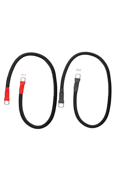 OEM Cablu cupru 25mmp 2x1.5 m de forta, set 2 bucati, papuc M10, pentru legaturi baterii, invertoare