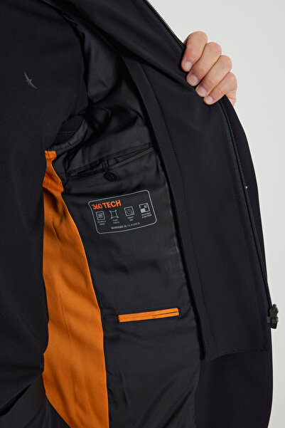 ALTINYILDIZ CLASSICS Men's Black Slim Fit Slim Fit Mono Collar Single Flexo Pocket Flexible Suit