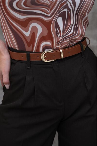 MODAM HİFA Gold Buckle Vintage Style Women's Belt Trouser Belt Dress Belt Shirt Belt Waist Belt