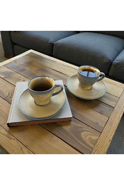 Home Inn Home Textile Rustic Matte Ceramic Coffee Cup Set – 4 Pieces, Handcrafted Vintage Espresso - Coffee Set