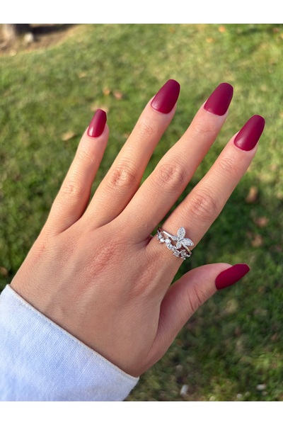 Eylülün Takısı Women's Silver Color Butterfly Crown Ring