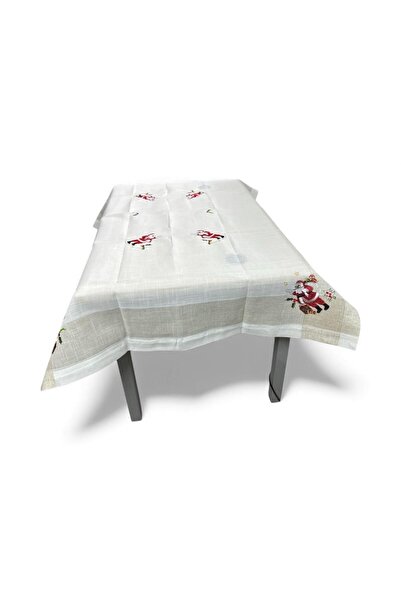 OEM Santa Claus print tablecloth, 130 × 180 cm, cream
