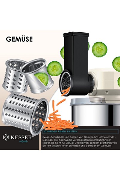 KESSER KESSER® 3 in 1 Food Processor - Cream Kitchen Mixer