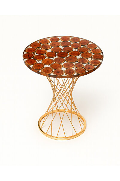 Nadisse El Yapımı Epoksi Sehpa - Doğal Ağaç Dokulu Sehpa - Özel Tasarım