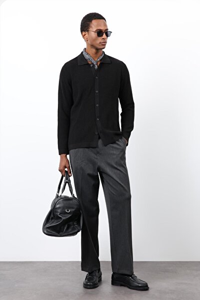 Antioch Black Thin Knitwear Men's Cardigan