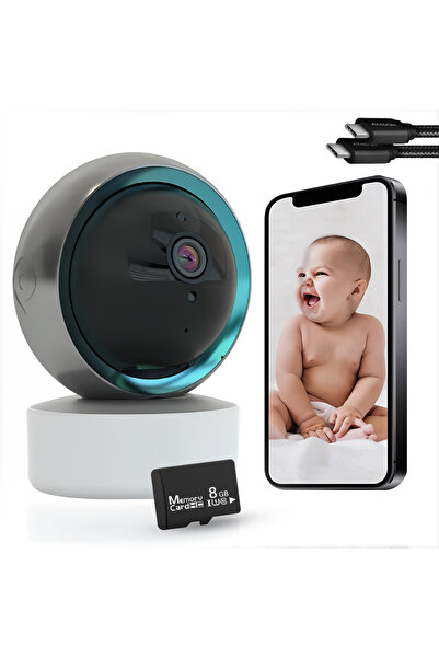 OEM 1080p 360° WiFi Rotating Camera, Night Vision, Bidirectional Audio, 8GB Card, Black