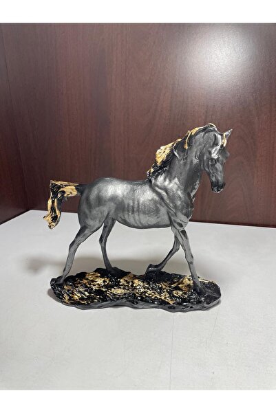 TEZ Dokaratif-YÜRÜYEN AT-Metalik Gri Renkli Aksesuar Biblo