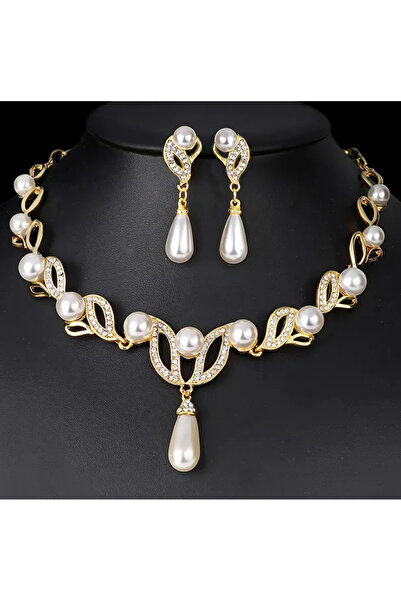 set.up Pearl Design Necklace Earring Set