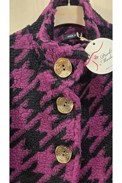 Park Moda Houndstooth Pattern Plush Coat