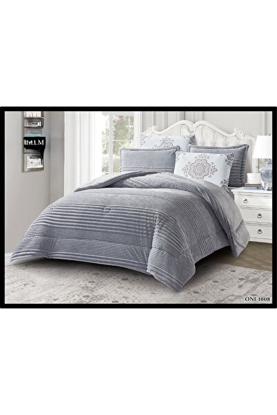 LUXURY Double winter bedspread set, soft velvet faux fur, 6 pieces, fully filled, warm and luxurious, size 260*240 cm