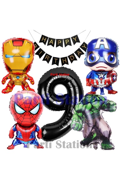 Parti Station Avengers Concept 9 Years Old Balloon Set Avengers Hulk Iron Man...