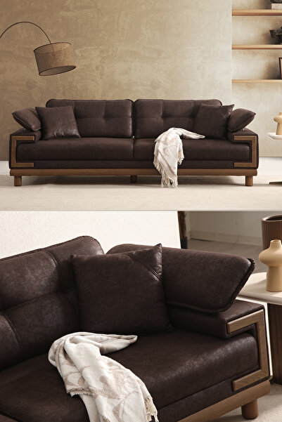 Eymense Valencia Üçlü Koltuk Kanepe Koyu Kahverengi
