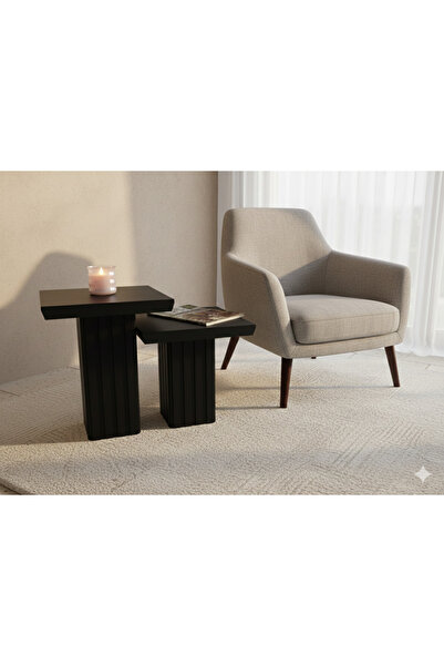kuppdesign Neva Yan Sehpa Siyah 2'li Set