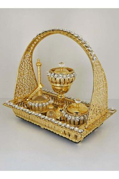 Radin طقم مبخرة دمنهور - طقم هدايا مبخرة ذهبية مزخرفة