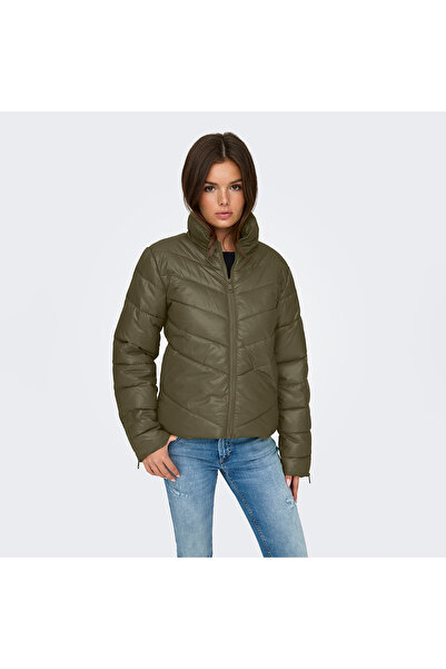 Jacqueline De Yong Fiona Life Short Women's Green Mock Neck Jacket