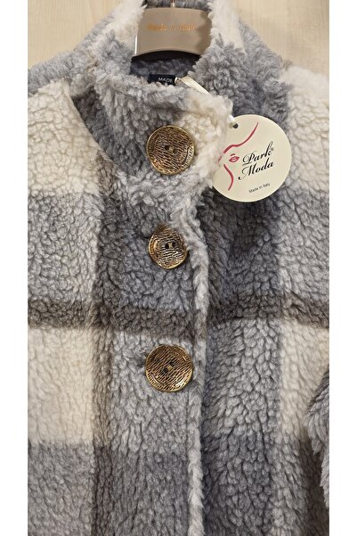 Park Moda Plush Coat Plaid Pattern