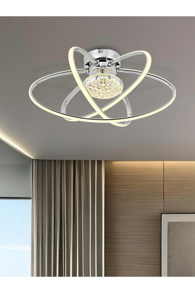 IŞILAY AYDINLATMA Seher Krom Toplu 3'lü Plafonyer (3renk Işık Mod'u ile ) Mod...