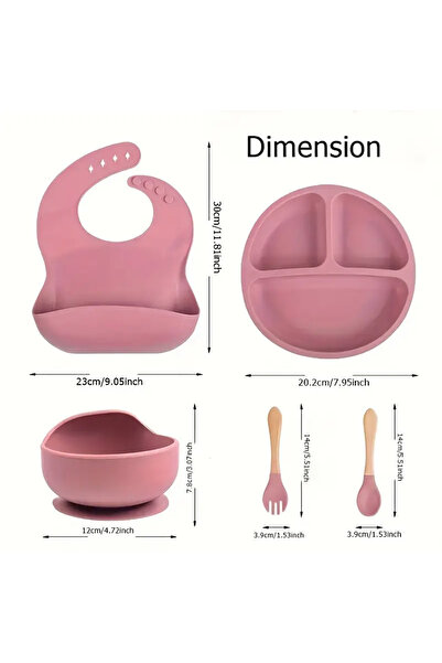 MaffStuff Set Hranire Bebelusi 6 Piese Silicon Roz Fără BPA – Diversificare 6+