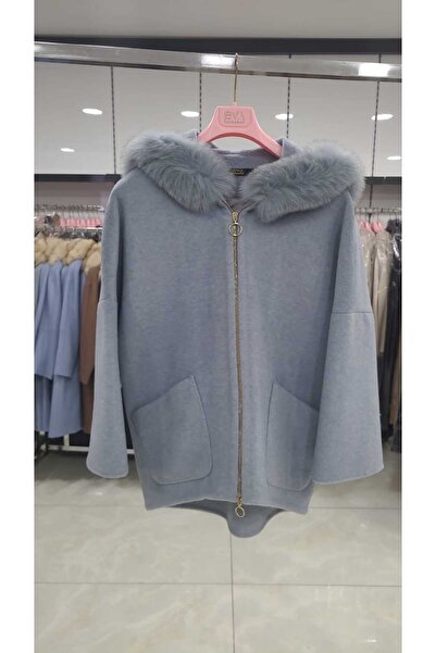 baydemir tekstil Kapüşonu Gerçek Kürklü Kaşmir Kaban