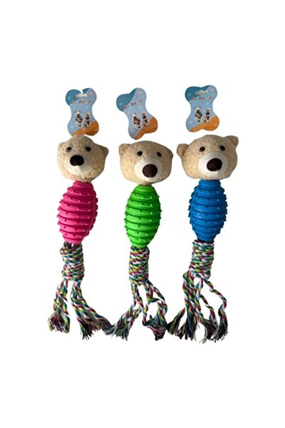 ADLUMUS Rubber bear toy and non-toxic cotton ropes, puppies and cats, BLUE