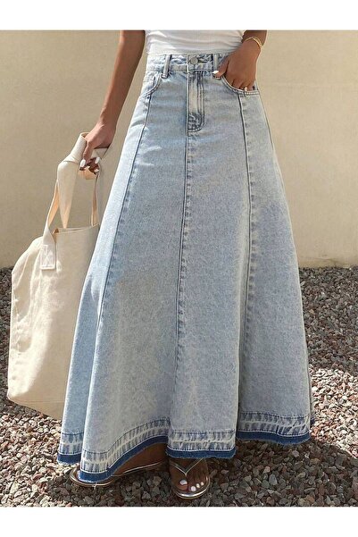 VELLICHOR Women's A-Shaped Blue Denim Skirt