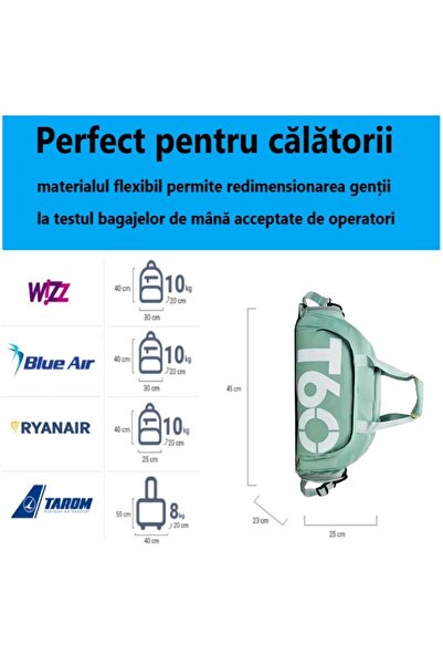 Sport Multifunctional Bag with Shoe Compartment, 45x23x25 cm, Waterproof