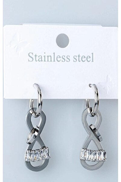 AGB أقراط دائرية بتصميم قفل اللانهاية مزينة بالأحجار (زوج واحد)