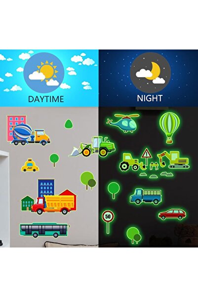 Generic Glow-in-the-Dark Cartoon Car Wall Stickers by Tazwiq (30 x 20 cm, 2 pcs)