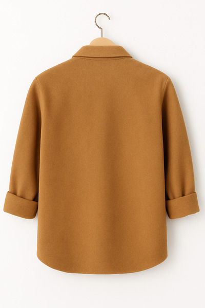 mavisima erkek giyimi Men's Camel Cashmere Lumberjack Style Shirt Jacket – Comfortable Fit New Season Winter Fashion Trend