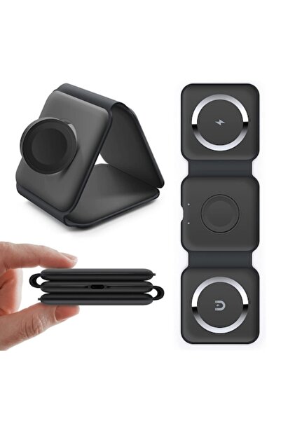 VRSmarty 3 in 1 Foldable Wireless Charger Fast Charge MagSafe QI 15 W, IPhone, Airpods, Apple Smartwatch