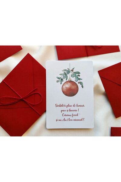 Unbranded/Generic Set of 6 Christmas Cards with Envelope and String – Red Christmas Pattern