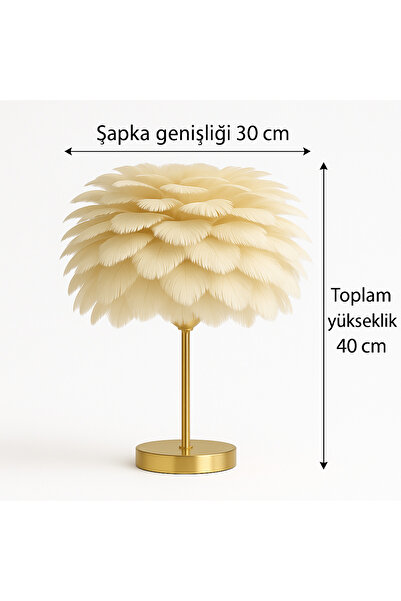 EvLight Modern Gold Single Cream Feather Lampshade