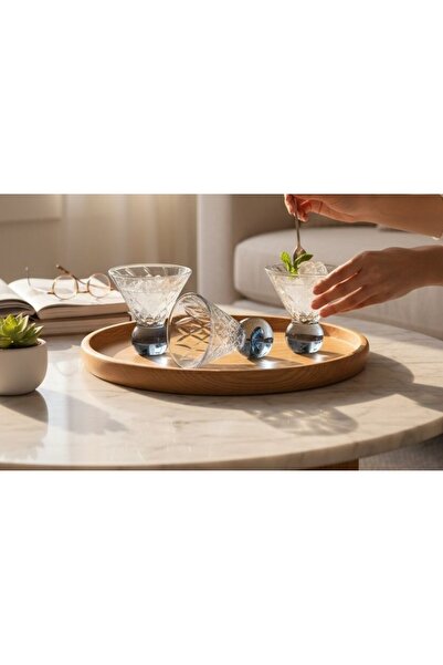ROY KING 6-Piece Footed Ice Cream Bowl Baklava Dark Blue
