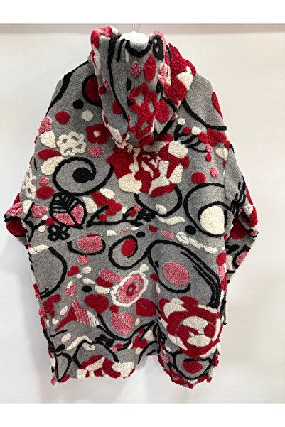 della moor Women's Gray Italian Embossed Wide Fit O Oversized Long Wool Felt Coat