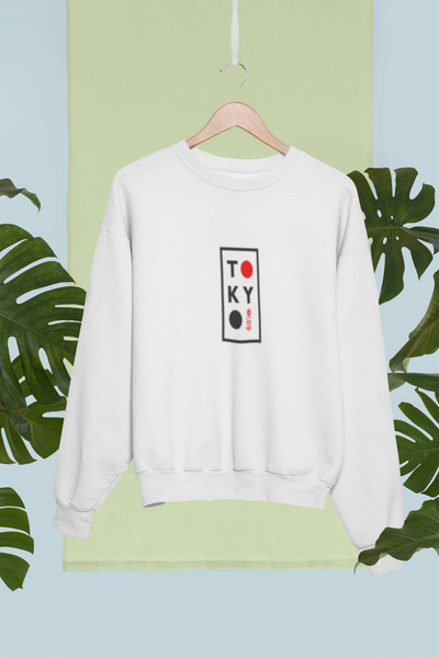 MG سويت شيرت توكيو مطبوع من القطن بأكمام طويلة وثلاث خيوط شا مبطن بالصوف نيسكس