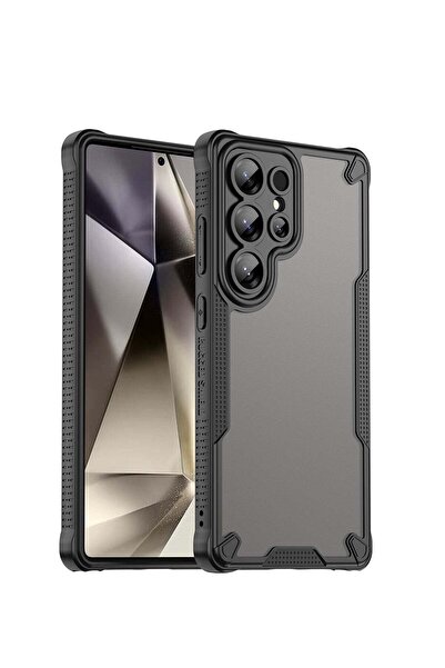 Generic جراب Armor Brushed TPU+PC لهاتف Samsung Galaxy S25 Ultra - أسود