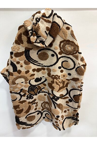 della moor Women's Beige Italian Embossed Wide Fit O Oversized Long Wool Felt Coat