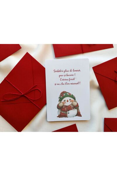 Unbranded/Generic Set of 6 Christmas Cards with Envelope and String – Red Christmas Pattern