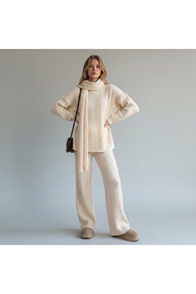 DLC Tekstil Scarf and Bottom-Top Knitwear Set