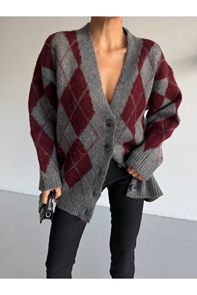 Lamierra Baklava Pattern Soft Women's Knitwear Cardigan