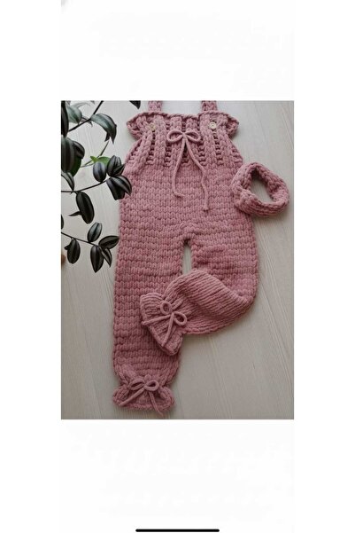 Nova El örgüsü Puffy Kız Çocuk Tulum Salopet Modern Tulum Takım Bandana Hediye li