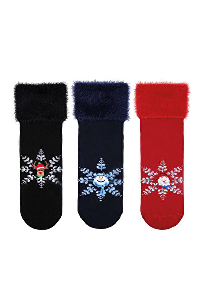 MEM SOCKS 3-Piece New Year Themed Towel Stitch-Free Women's Socks